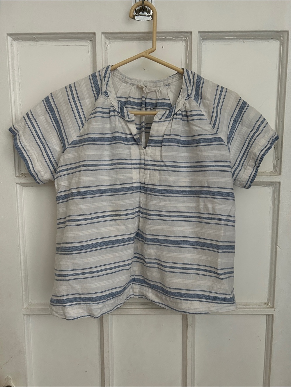 Lou & Grey White Shirt with Blue Stripes - Casual Button-Down